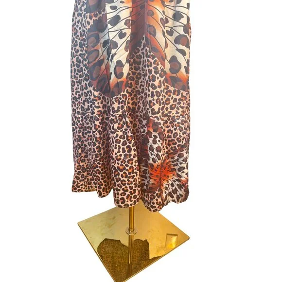 2/$50 NEW Leopard L Print Halter Boho Maxi Dress Butterfly Design Sleeveless - Picture 8 of 16
